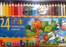 KREDKI OŁÓWKOWE 24 KOLORY JUMBO Z TEMPERÓWKĄ BAMBINO
