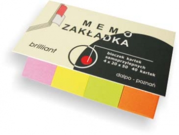ZAKŁADKA INDEKSUJĄCA PAPIEROWA 4 KOLORY 20x50 MEMO BRILLIANT DALPO 40K