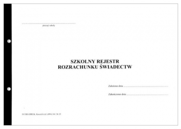 REJESTR ROZRACHUNKU ŚWIADECTW