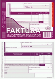 DRUK FAKTURA DLA PODATNIKÓW ZWOLNIONYCH PODMIOTOWO Z PODATKU OD TOWARÓW I USŁUG 203-3E M&P