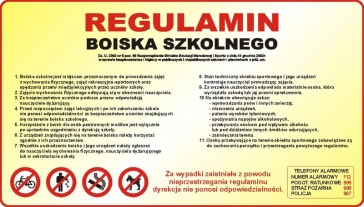 TABLICA REGULAMIN BOISKA SZKOLNEGO 50x70cm