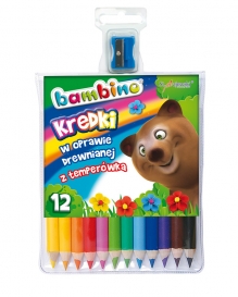 KREDKI OŁÓWKOWE 12 KOLORÓW TRÓJKĄTNE JUMBO + TEMPERÓWKA BAMBINO