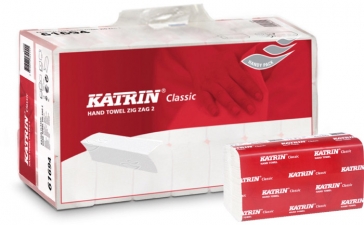 RĘCZNIK PAPIEROWY ZZ BIAŁY  KATRIN CLASSIC 65944 KARTON 3000 LISTKÓW