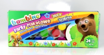 FARBY PLKATOWE 24 KOLORY 10ml BAMBINO W TYM ZŁOTA I SREBRNA