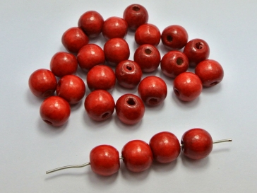 KORALIKI DREWNIANE OKRĄGŁE CZERWONE 20mm