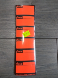 CENÓWKA SAMOPRZYLEPNA 6,5x3,8 CZERWONA FLUO (20)