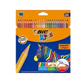 KREDKI OŁÓWKOWE 24 KOLORY BIC EVOLUTION STRIPES