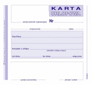 DRUK KARTA URLOPOWA 507-6 M&P