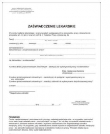 DRUK ZAŚWIADCZENIE LEKARSKIE SAMOKOPIA BHP-2/S