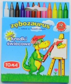 KREDKI ŚWIECOWE 12 KOLORÓW ZĘBOZAURUS 

TO-558